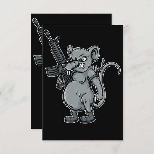 Ratten-Soldaten-mit-Gewehr-Abbildung Einladung (Vorne/Hinten)