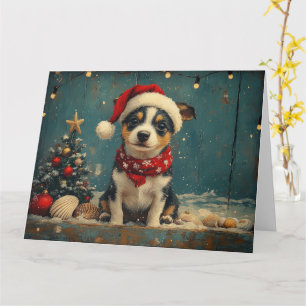 Ratten Terrier Hund Weihnachten Vintage Strand Karte