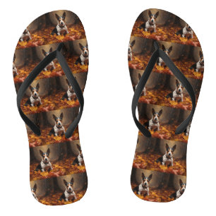 Ratten Terrier im Herbstlaub Fall Inspiriert Badesandalen