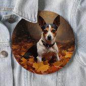 Ratten Terrier im Herbstlaub Fall Inspiriert Button (Beispiel)