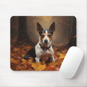 Ratten Terrier im Herbstlaub Fall Inspiriert Mousepad