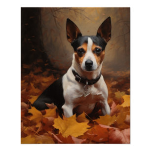 Ratten Terrier im Herbstlaub Fall Inspiriert Poster