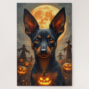 Ratten-Terrier im Spukmaisland - Halloween-Porträt Puzzle