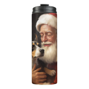 Ratten-Terrier mit Santa Claus Festliches Weihnach Thermosbecher