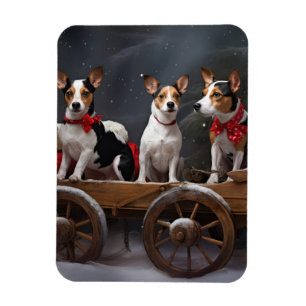 Ratten Terrier Schneeweißer Schlitten Weihnachtsde Magnet