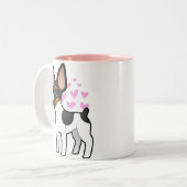 Ratten-Terrier-/Spielzeugfox-Terrier-Liebe Zweifarbige Tasse (Vorderseite Links)