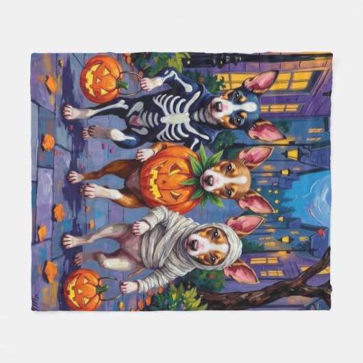 Ratten Terrier Trick-or-Treating Halloween-Kostüme Fleecedecke (Vorderseite (Horizontal))