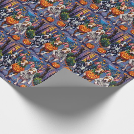 Ratten Terrier Trick-or-Treating Halloween-Kostüme Geschenkpapier (Ecke)