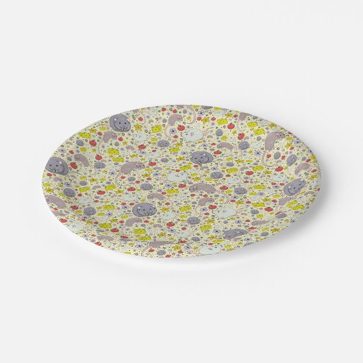 Ratten und Mäuse in Gelb Pappteller (Schrägansicht)