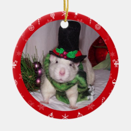 Ratten-Weihnachtsverzierung Keramik Ornament (Vorne)