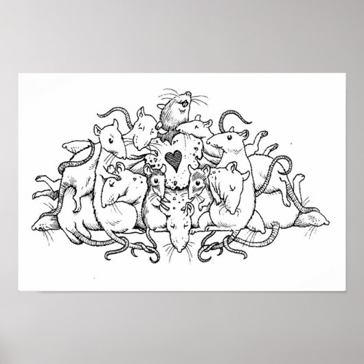 Rattenhaufen mit Herzzie Poster (Vorne)