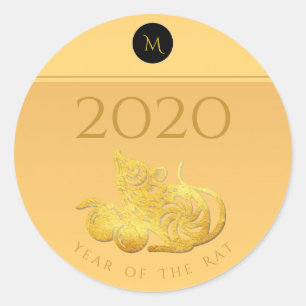 Rattenjahr 2020 Früchte Elegant Monogram R Sticker