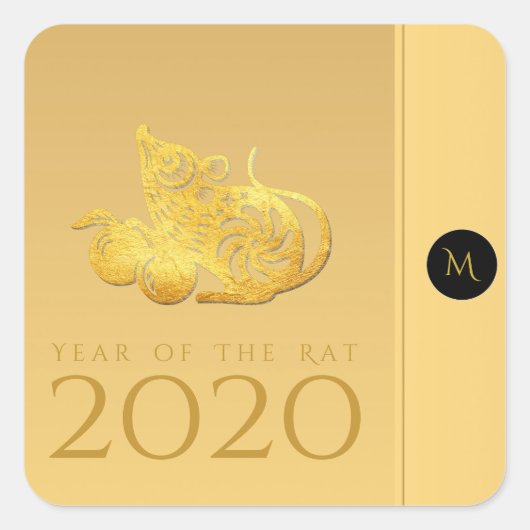 Rattenjahr 2020 Früchte Elegant Monogram S Sticker (Vorderseite)