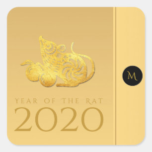 Rattenjahr 2020 Früchte Elegant Monogram S Sticker