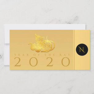 Rattenjahr 2020 Früchte Elegant Monogram Wish TY C Dankeskarte