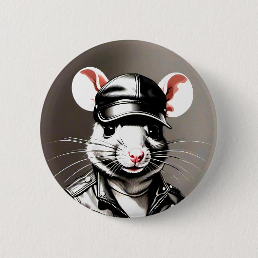 Rattenradknopf mit Ledergestänge Button (Vorderseite)