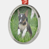 Rattenterrier Verzierung Silbernes Ornament (Links)