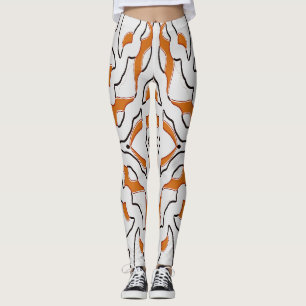 "Ratti_Creative_Arts", nahtlos in Orange und Weiß Leggings
