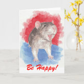 Rattie sagt: Sei glücklich! Karte (Gelbe Blume)