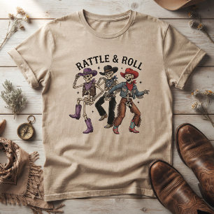 Rattle & Roll Skelett Cowboys Western Tanz T-Shirt
