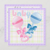 Rattles Baby Gender Reveal Party Einladung (Vorne/Hinten)