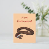 Rattlesnacht mit Weihnachtsmannmütze Feiertagspostkarte (Stehend Vorderseite)
