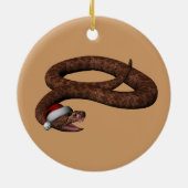 Rattlesnacht mit Weihnachtsmannmütze Keramikornament (Hinten)