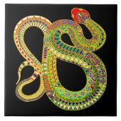 Rattlesnake Keramik Tile - Black Fliese (Vorderseite)