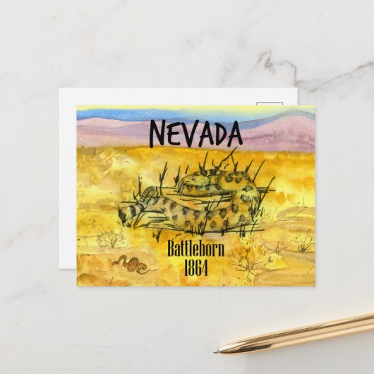 Rattlesnake Nevada Battleborn 1864 Wüstenberge Postkarte (Vorderseite/Rückseite Beispiel)