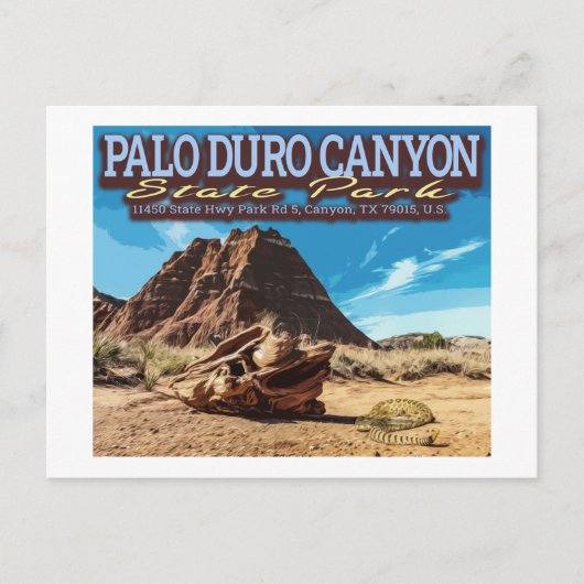 RATTLESNAKE - PALO DURO CANYON STAAT PARK - TEXAS POSTKARTE (Vorderseite)