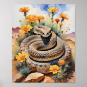 Rattlesnake Südwest Wasserfarbe Poster (Vorne)