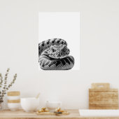 Rattlesnake Woodland Modernes Portrait Schwarz-wei Poster (Küche)