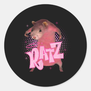 Ratz Fun Pink Mouse Rat Meme Men Halloween C Runder Aufkleber