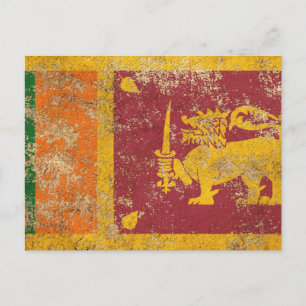 Rau gealterte Vintage Sri Lanka-Flagge Postkarte