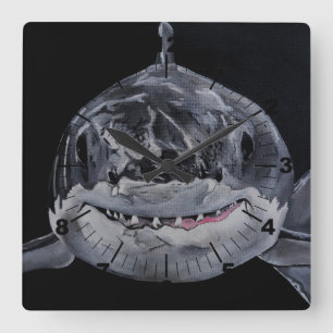 Raubfisch des Meeres Gemälde von Alfred Fox Quadratische Wanduhr