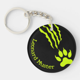 Raubkatzen Kralle grün auf schwarzem Hintergrund Schlüsselanhänger