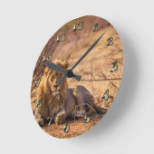 Raubtier Lion in Südafrika Runde Wanduhr (Winkel)