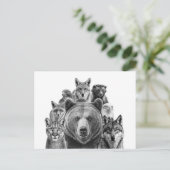 Raubtiere aus Holz in Nordamerika Postkarte (Stehend Vorderseite)