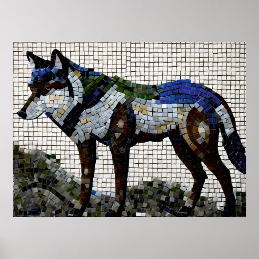 Raubtierpalette: Wolf Mosaik Poster (Vorne)