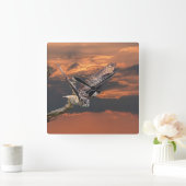 Raubvögel Eule fotografieren in der Quadratische Wanduhr (Zuhause)