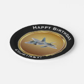 Raubvogel F22 auf Imitat-Goldalles Gute zum Pappteller (Schrägansicht)