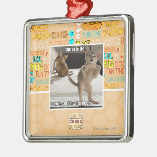 Raubvogel-Kätzchen Silbernes Ornament (Links)