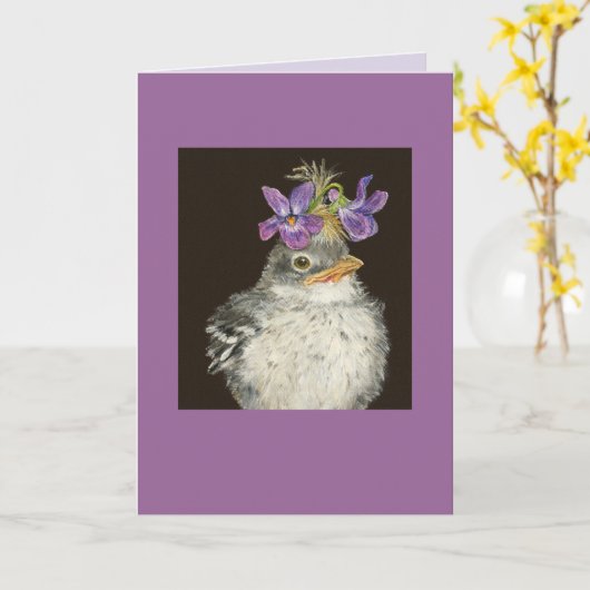 Raubvogel mit violettem Hut Karte (Gelbe Blume)