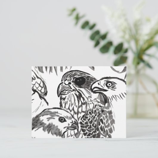 Raubvögel Postkarte (Stehend Vorderseite)