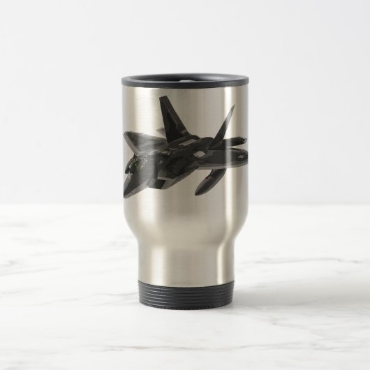 Raubvogel-Stealthy Kampfflugzeug F 22 Reisebecher (Mittel)