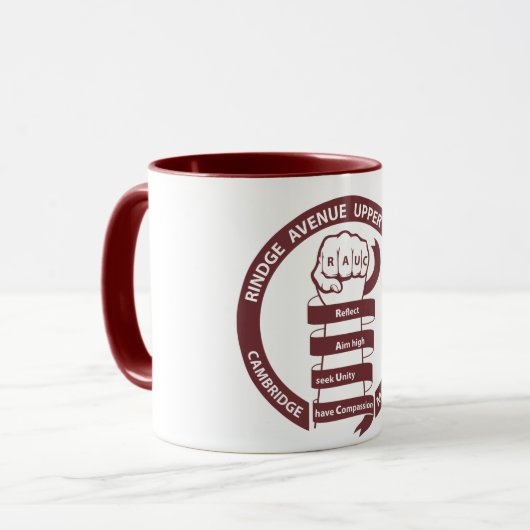 RAUC Mug Maroon Logo Tasse (Vorderseite Links)