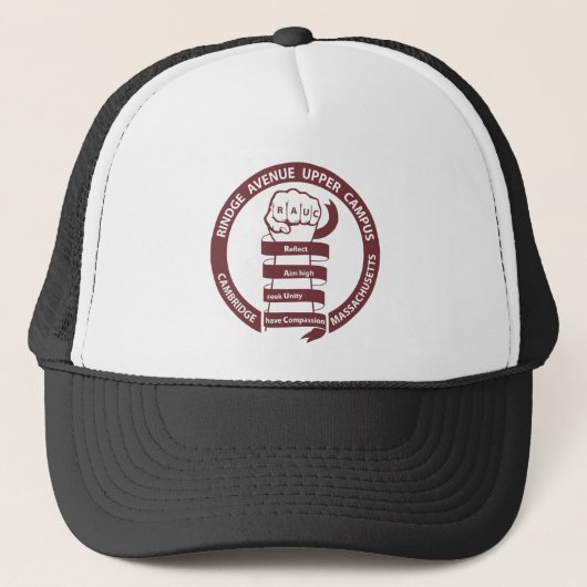 RAUC-Mütze mit bordeauxrotem Logo Truckerkappe (Vorderseite)