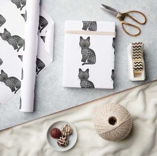 Rauch Ägyptisch Mau Niedlicher Cartoon Cat Pattern Geschenkpapier (Kunsthandwerk)