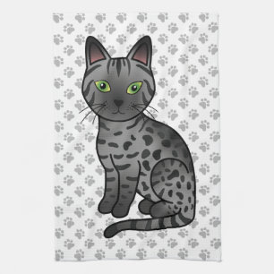 Rauch Ägyptischer Mau Niedlicher Cartoon Katze Ill Geschirrtuch