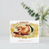 Rauch? Etikett für Vintage Zigarrenboxen Postkarte (Stehend Vorderseite)